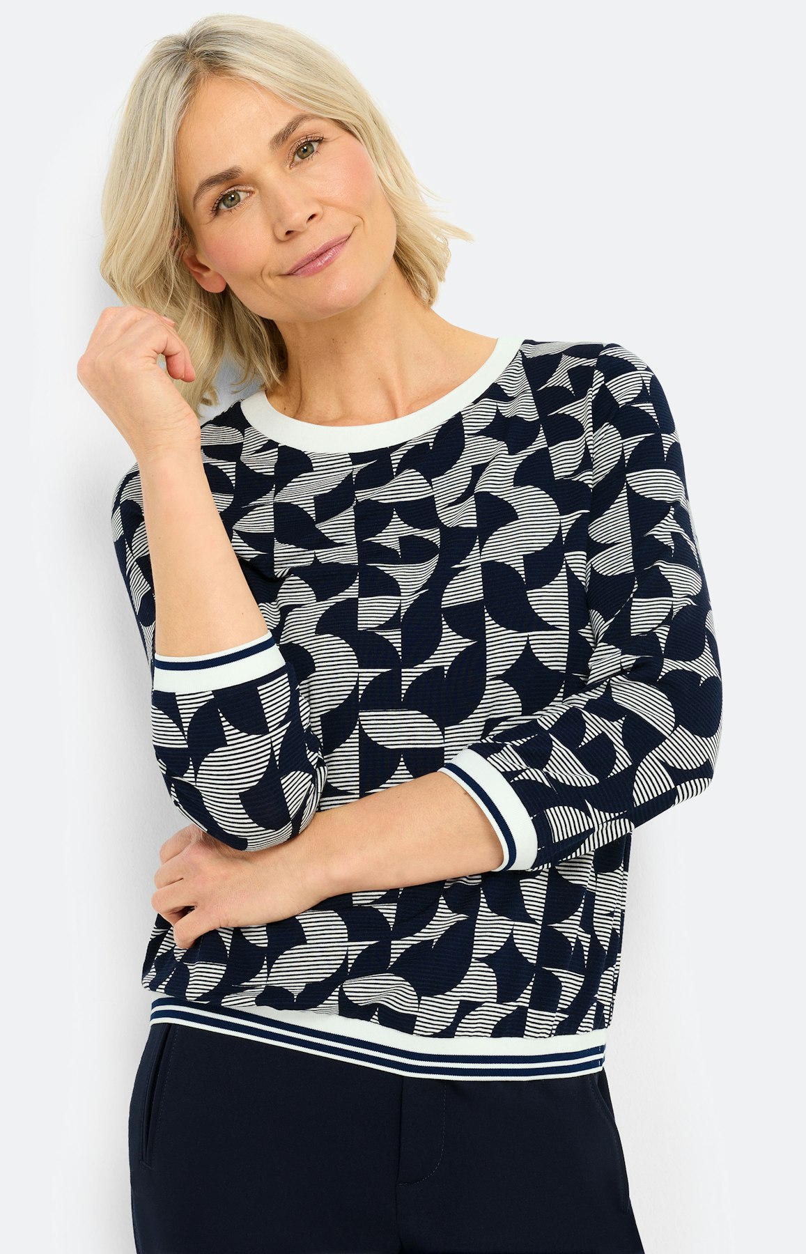 Shirt met abstracte print, marine