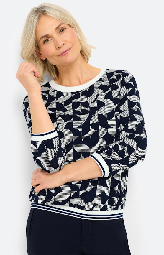 Shirt met abstracte print, marine