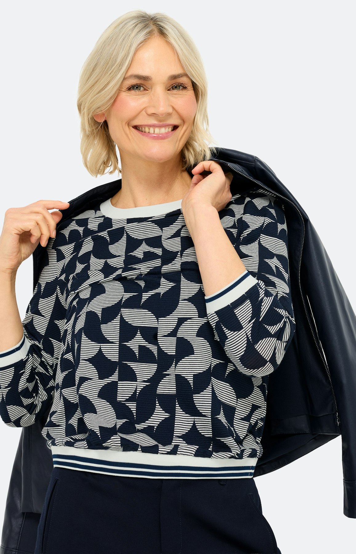 Shirt met abstracte print, marine