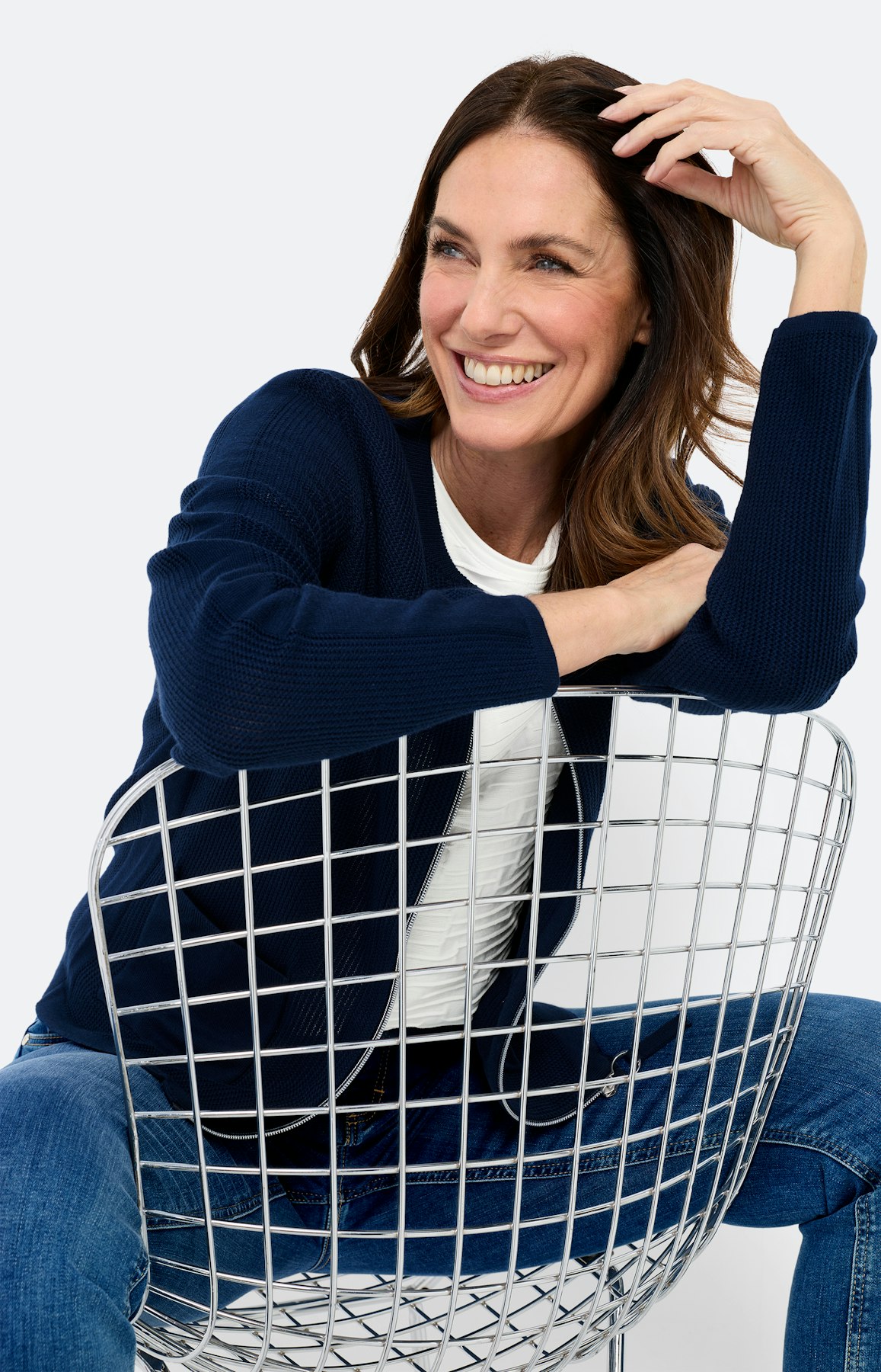 Vest met een rits, marine