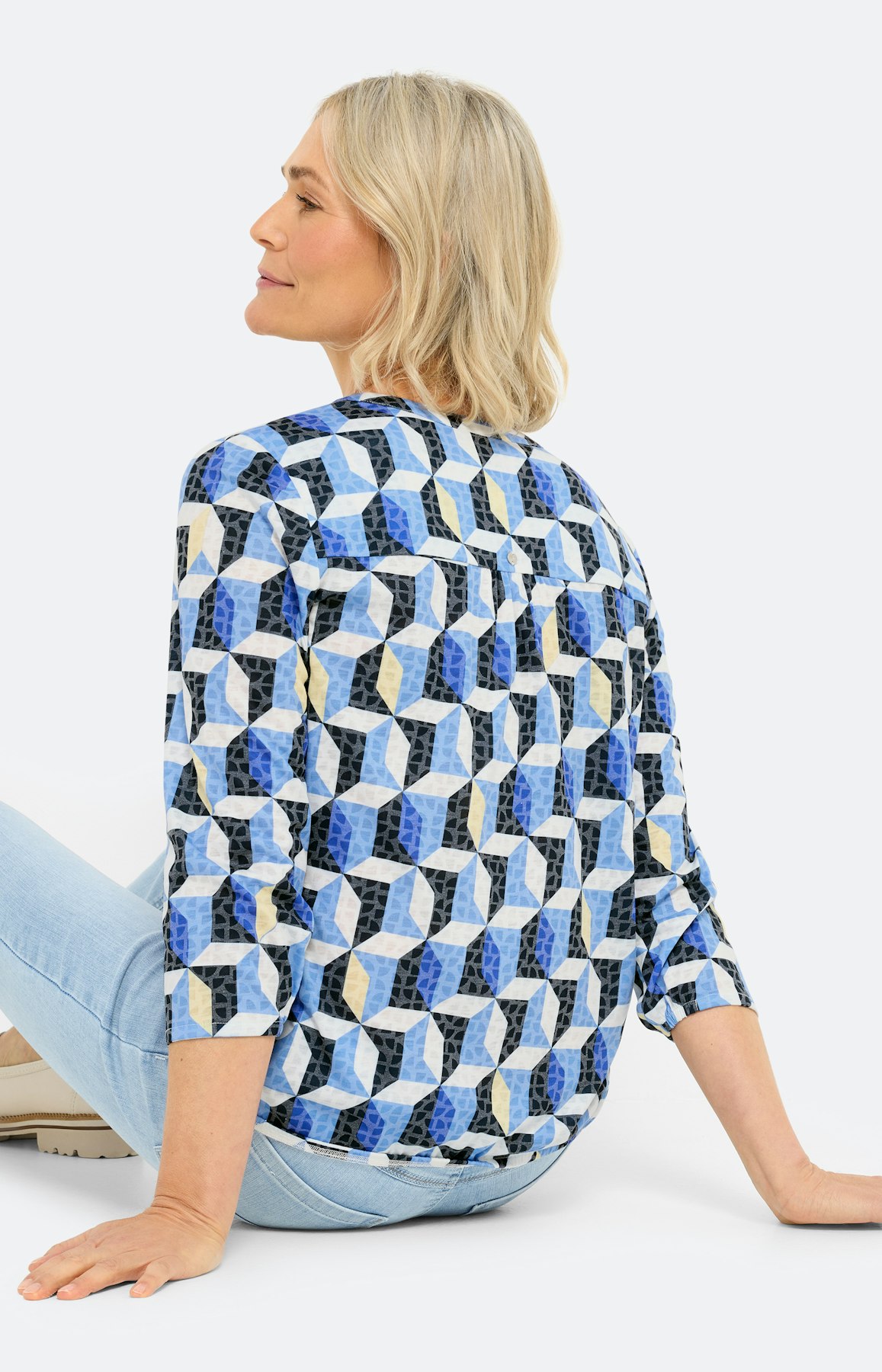 Shirt met etskanteffect, blauw