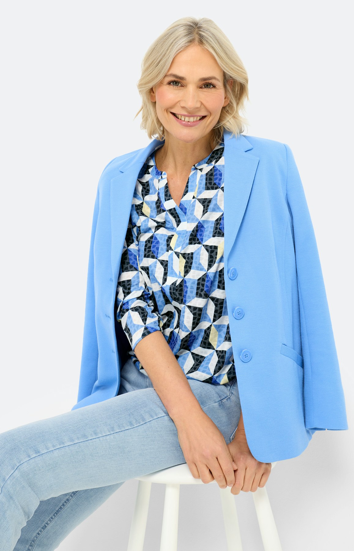 Shirt met etskanteffect, blauw