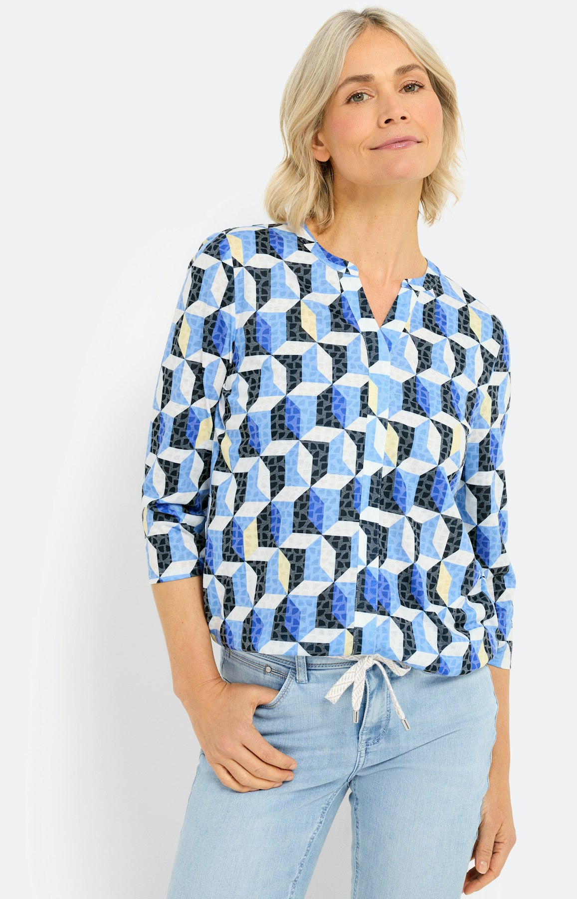 Shirt met etskanteffect, blauw