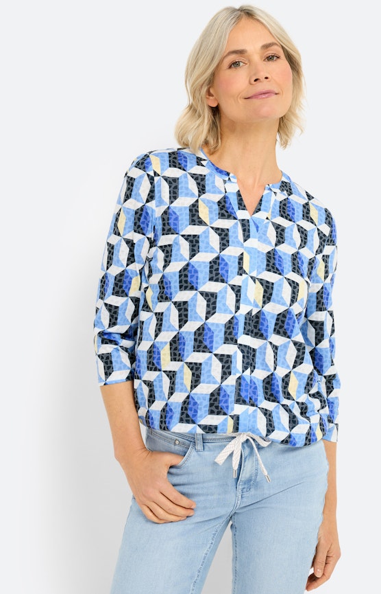 Shirt met etskanteffect, blauw