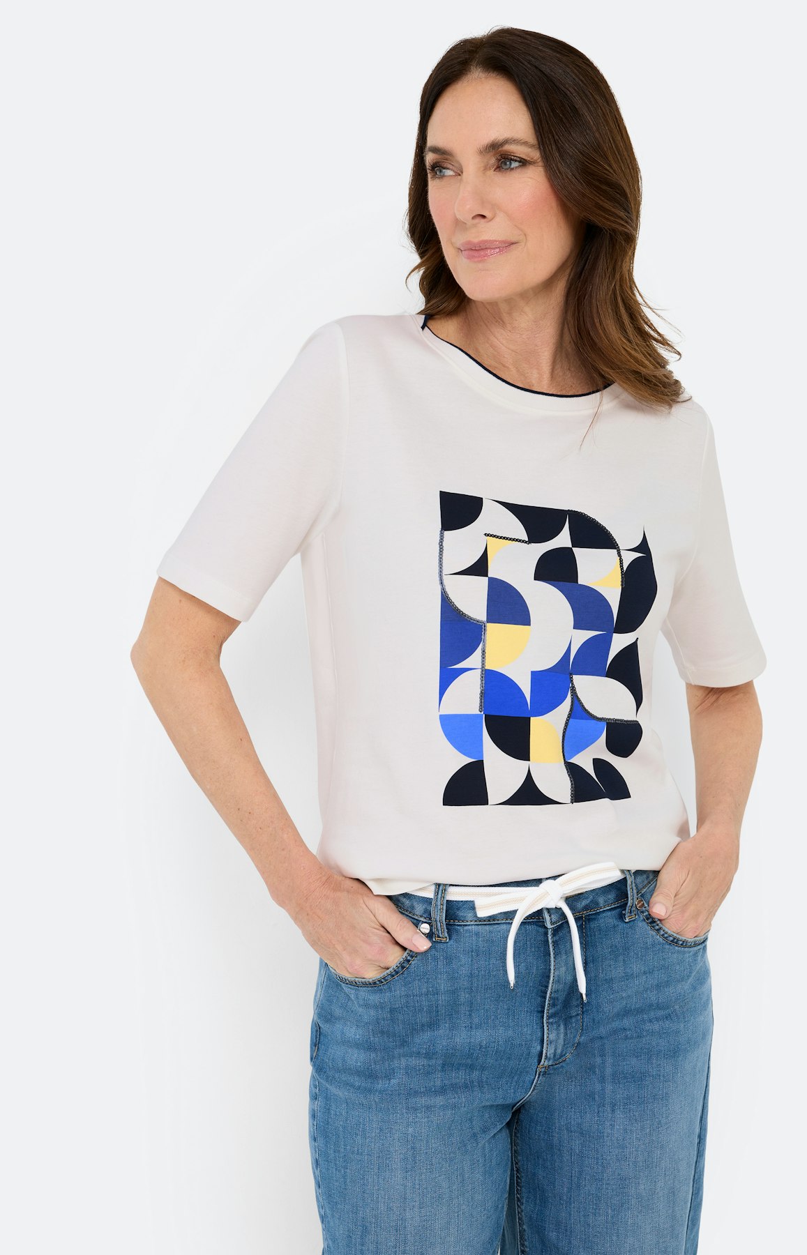 T-shirt met frontprint, wit