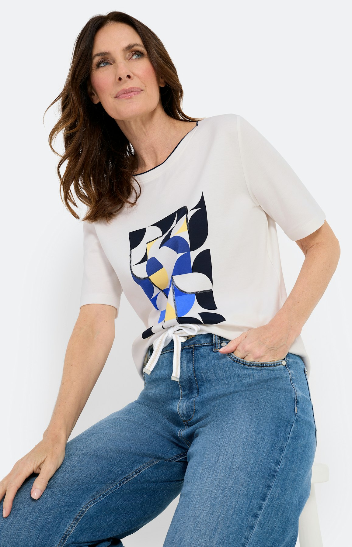 T-shirt met frontprint, wit