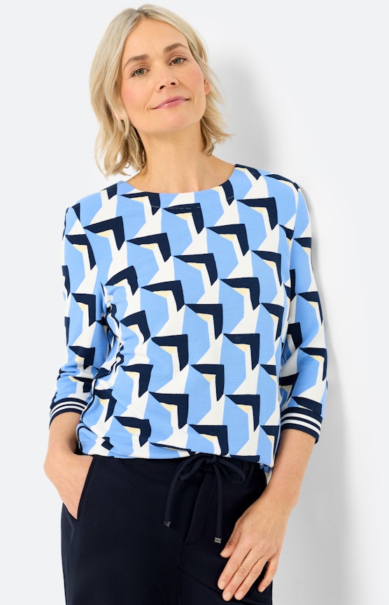 Sweatshirt, print all-over, middenblauw