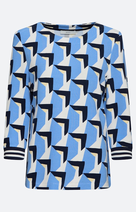 Sweatshirt, print all-over, middenblauw