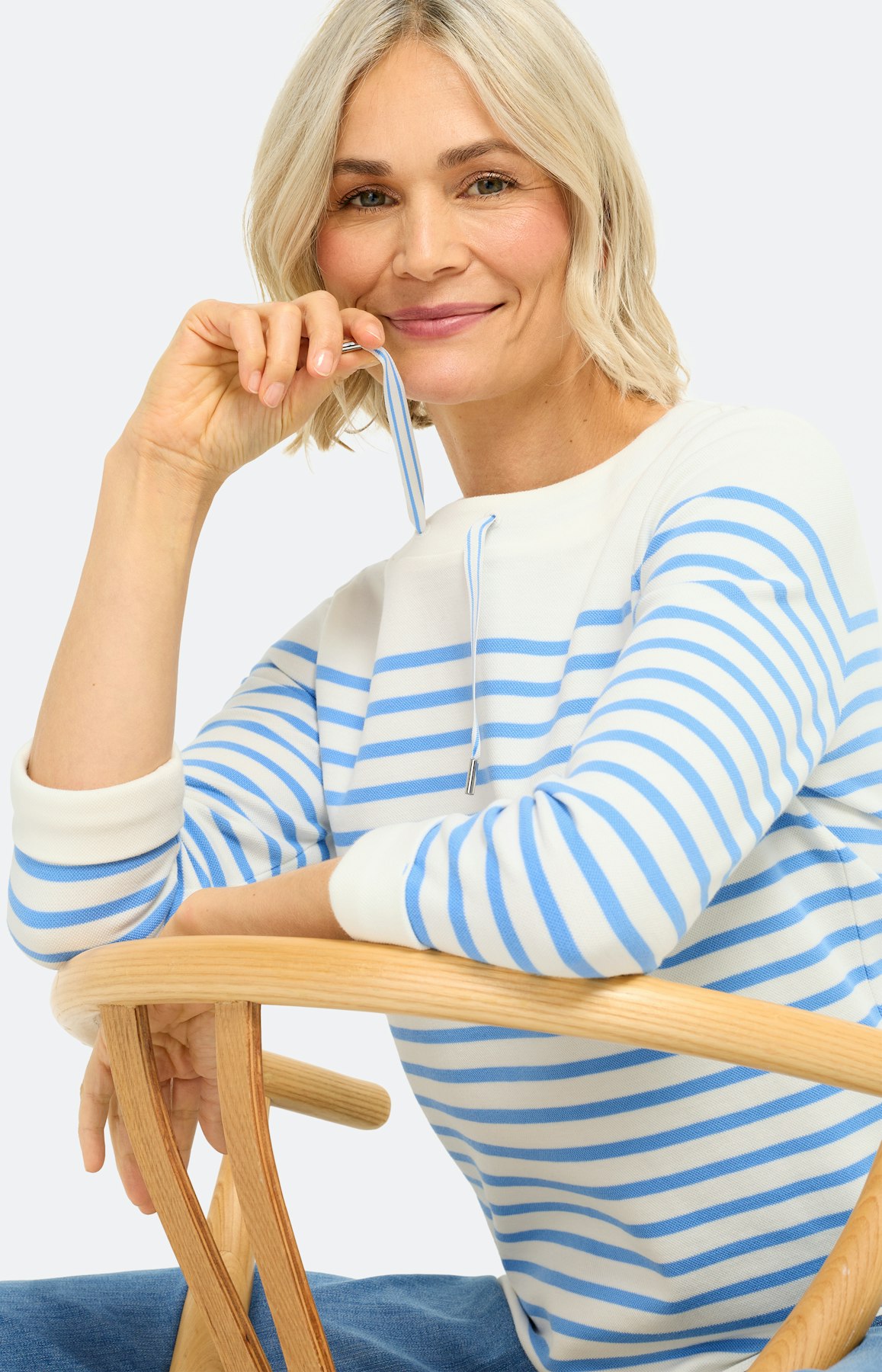 Sweatshirt met rijgkoord, wit