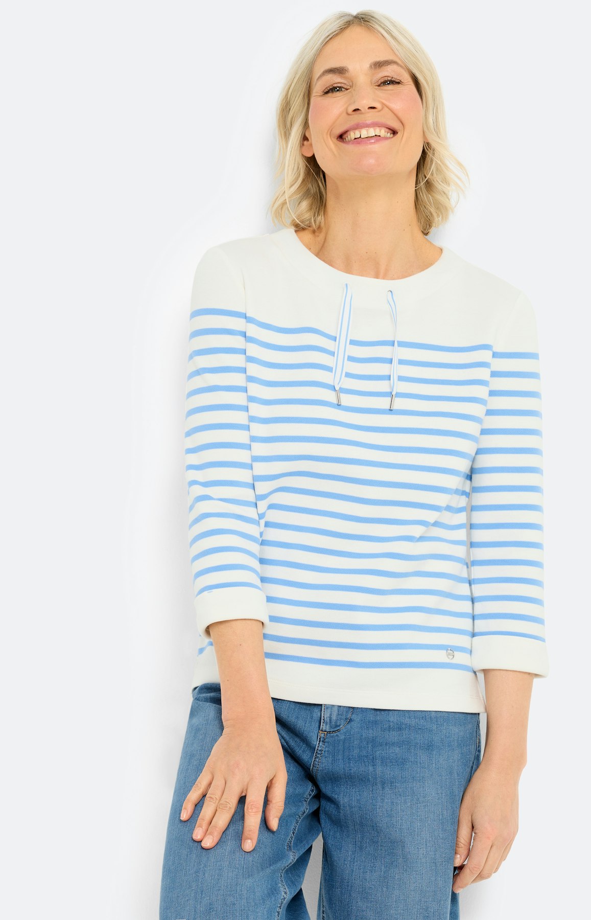 Sweatshirt met rijgkoord, wit