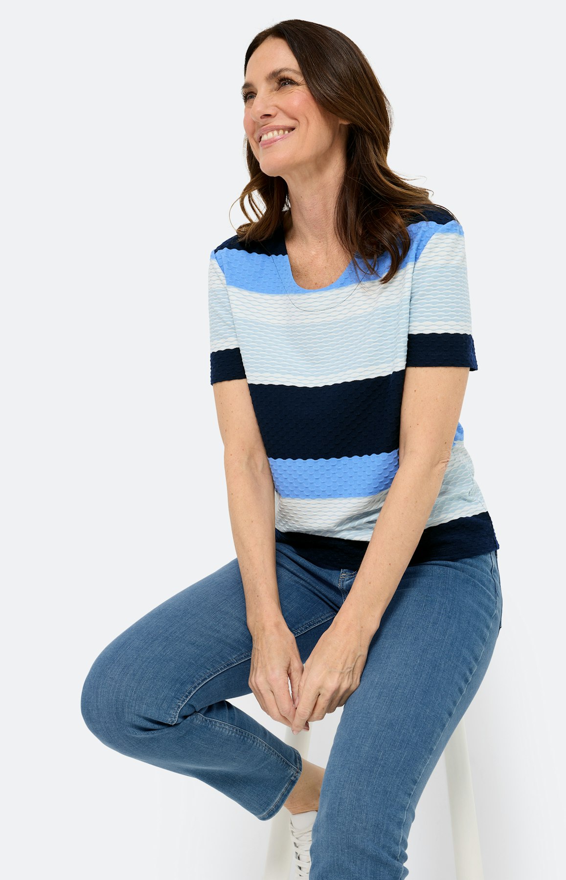 T-shirt met golfstructuur, marine