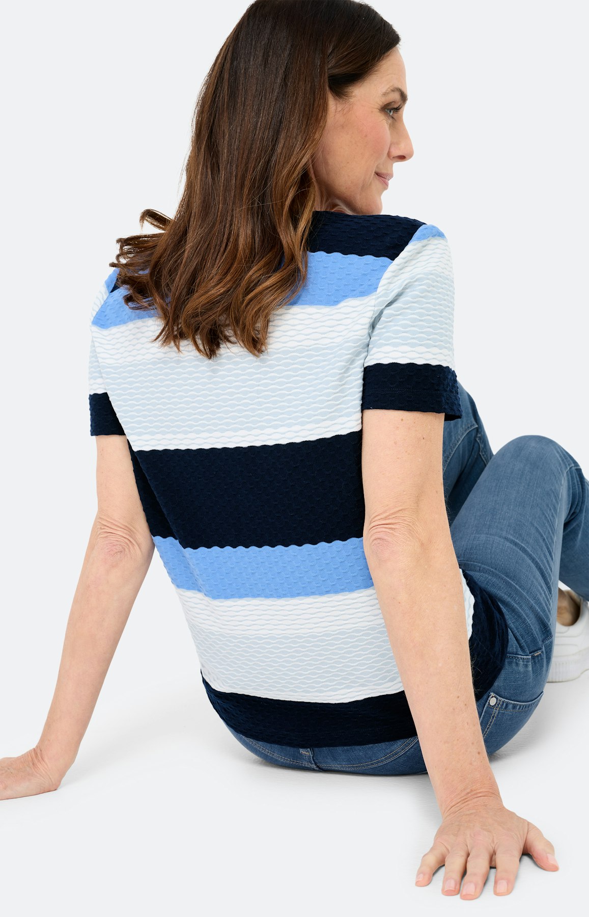 T-shirt met golfstructuur, marine