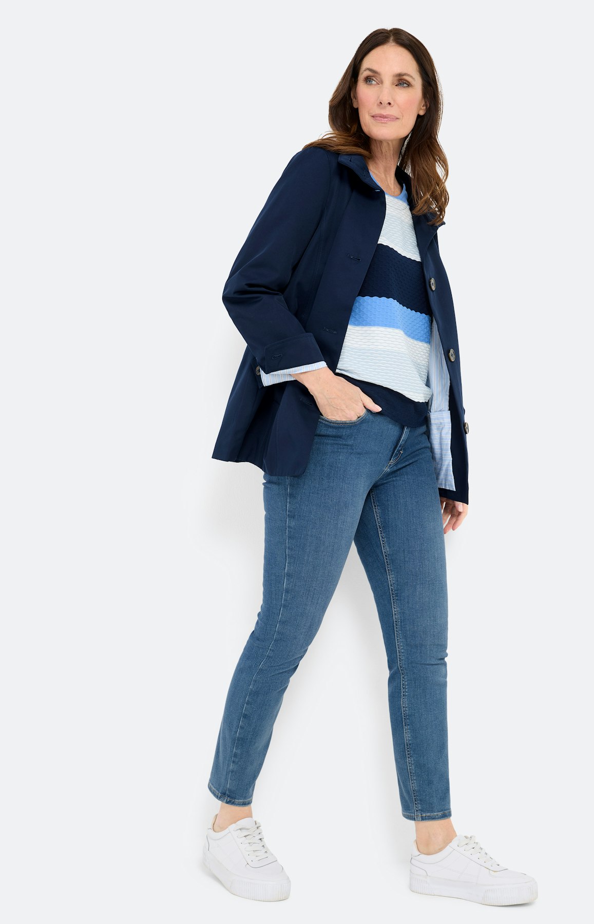 T-shirt met golfstructuur, marine