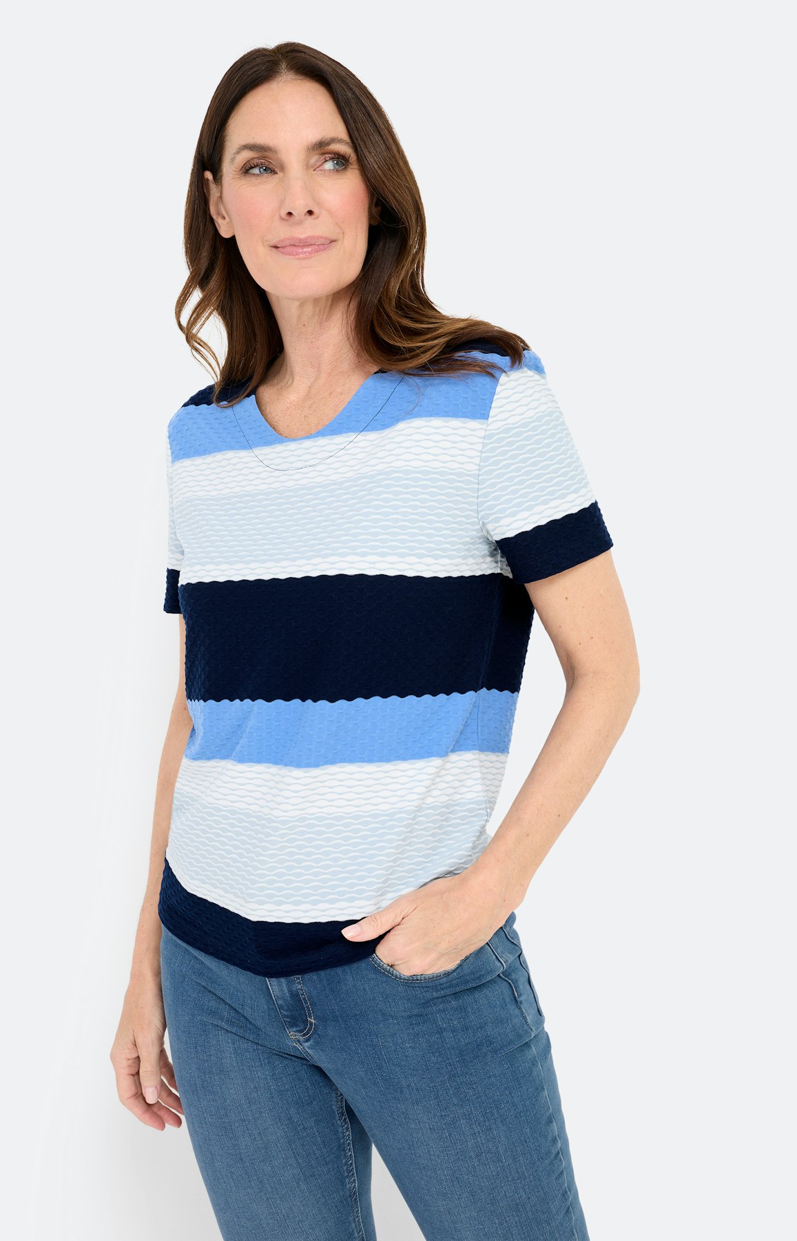 T-shirt met golfstructuur, marine