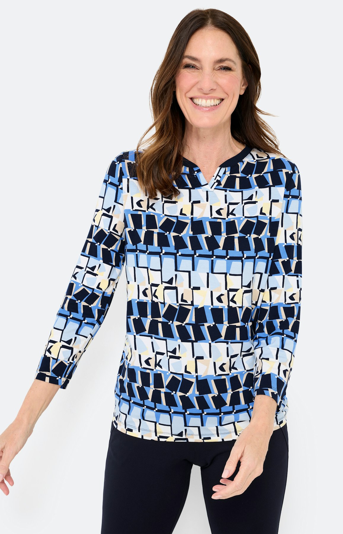 Shirt met all-over-print, marine