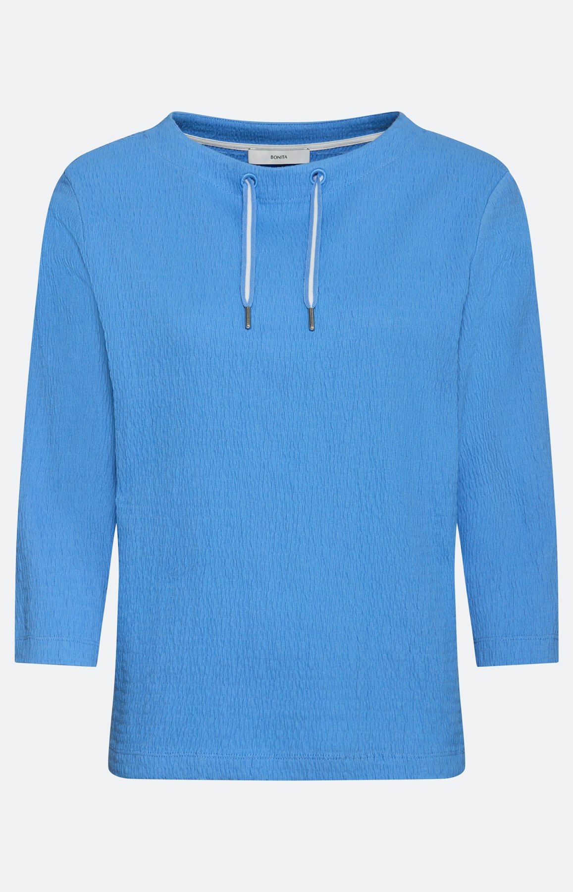 Shirt, seersuckerstructuur, middenblauw