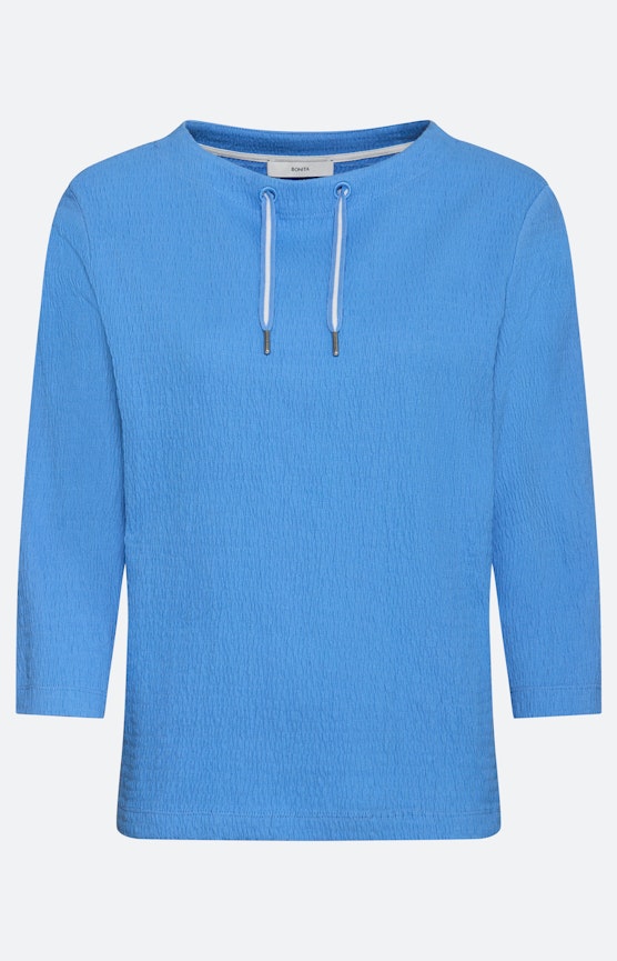 Shirt, seersuckerstructuur, middenblauw