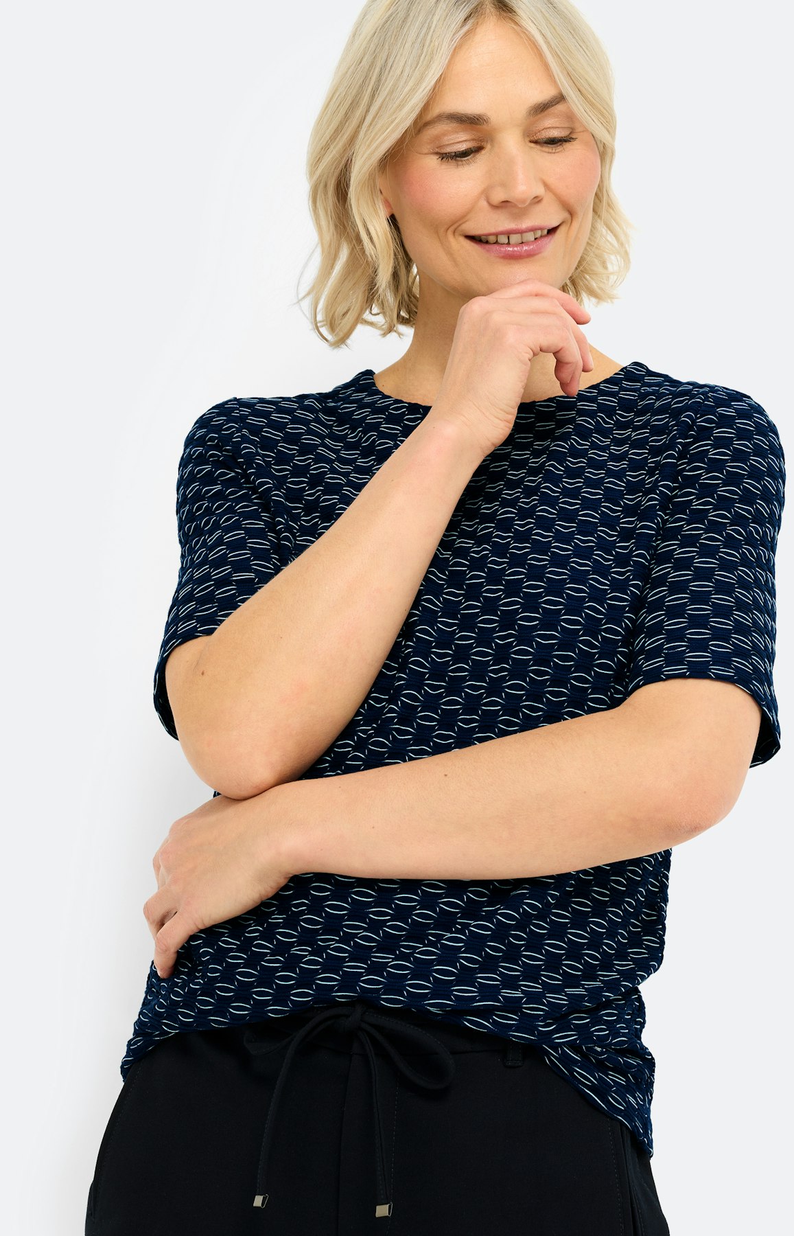 T-shirt met golfstructuur, marine