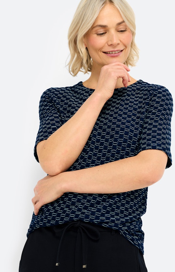 T-shirt met golfstructuur, marine