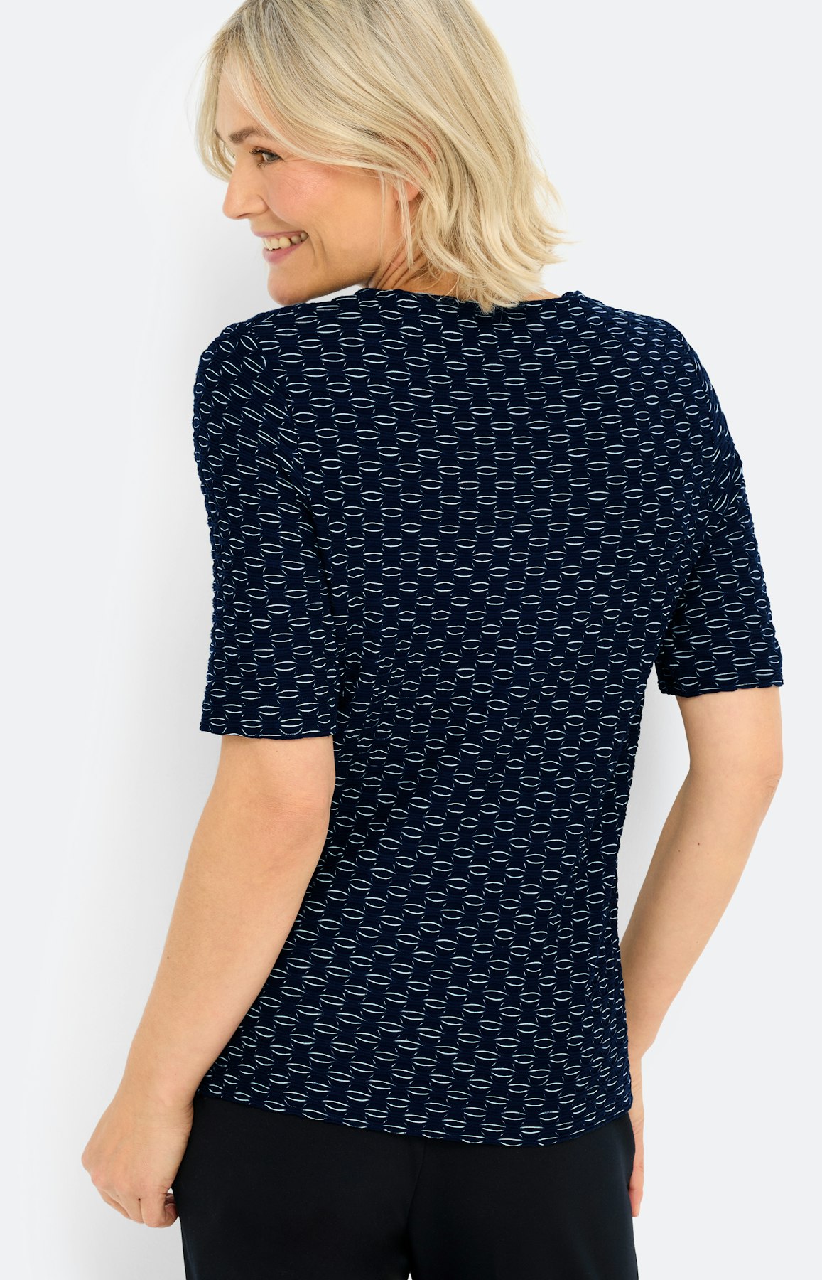 T-shirt met golfstructuur, marine