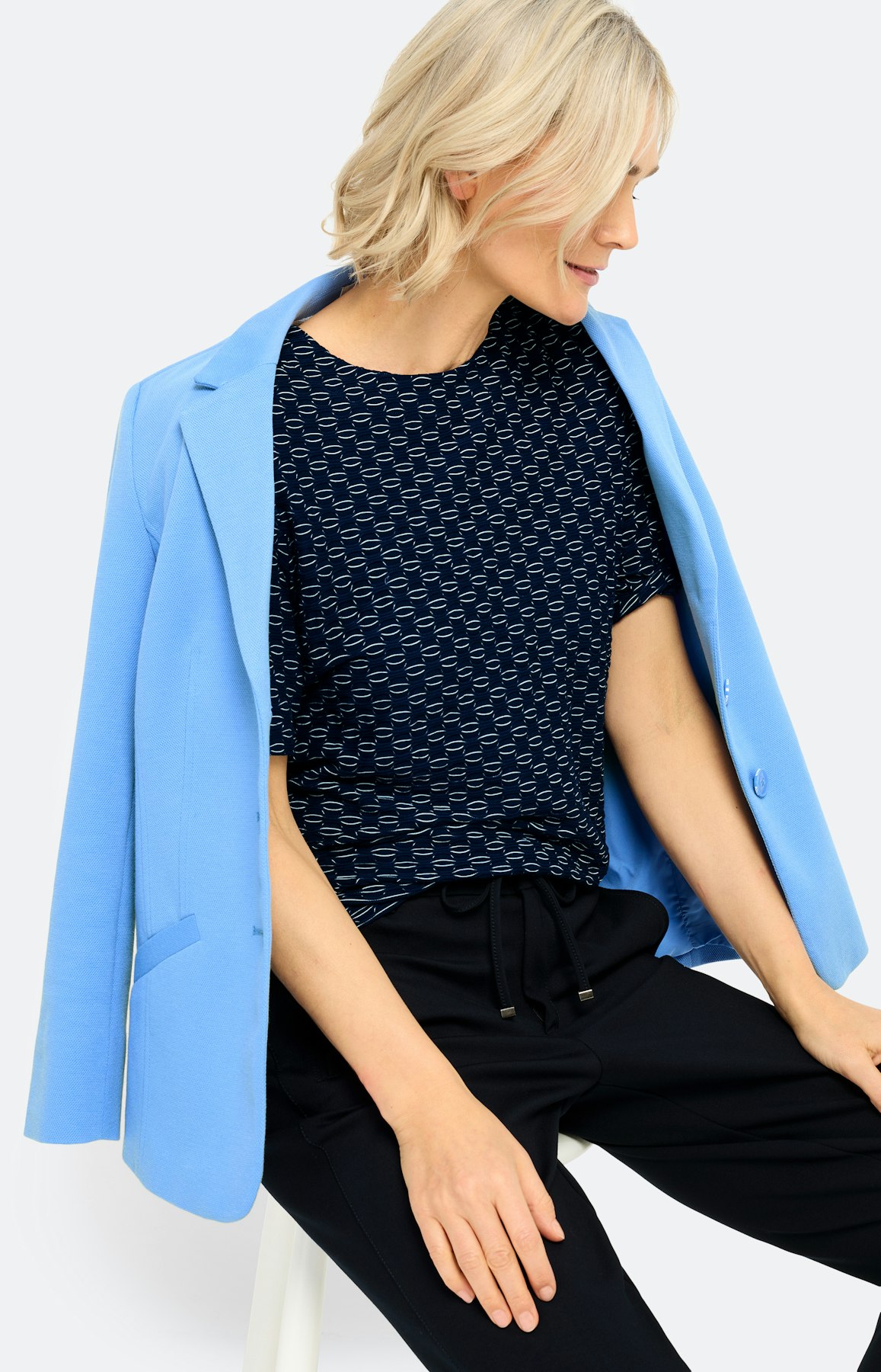 T-shirt met golfstructuur, marine