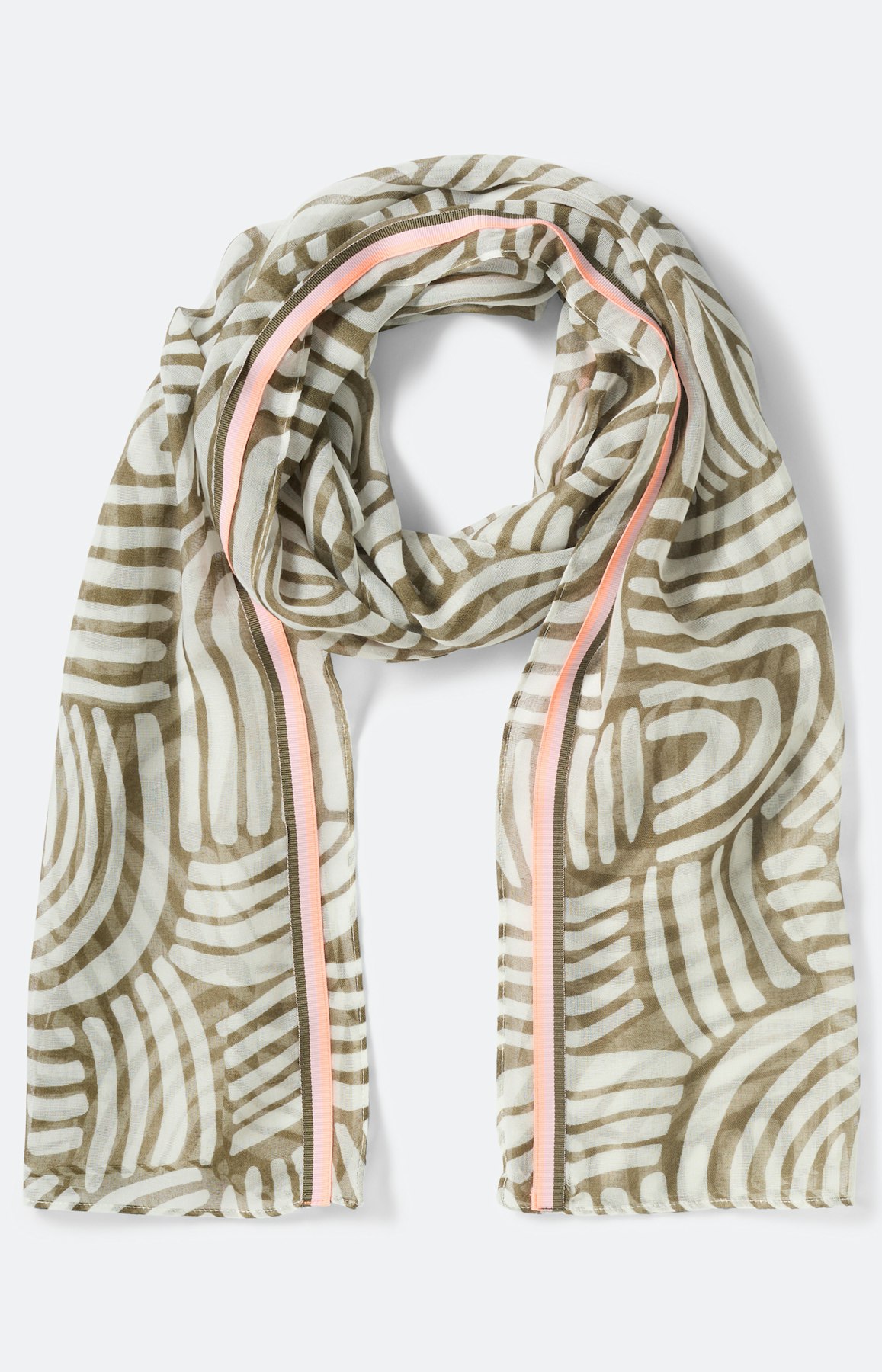 Sjaal met print all-over, kaki