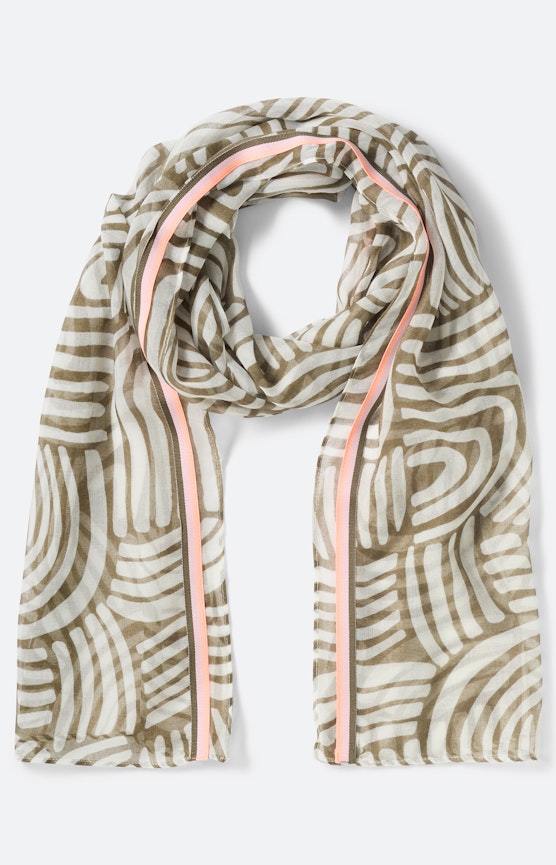 Sjaal met print all-over, kaki