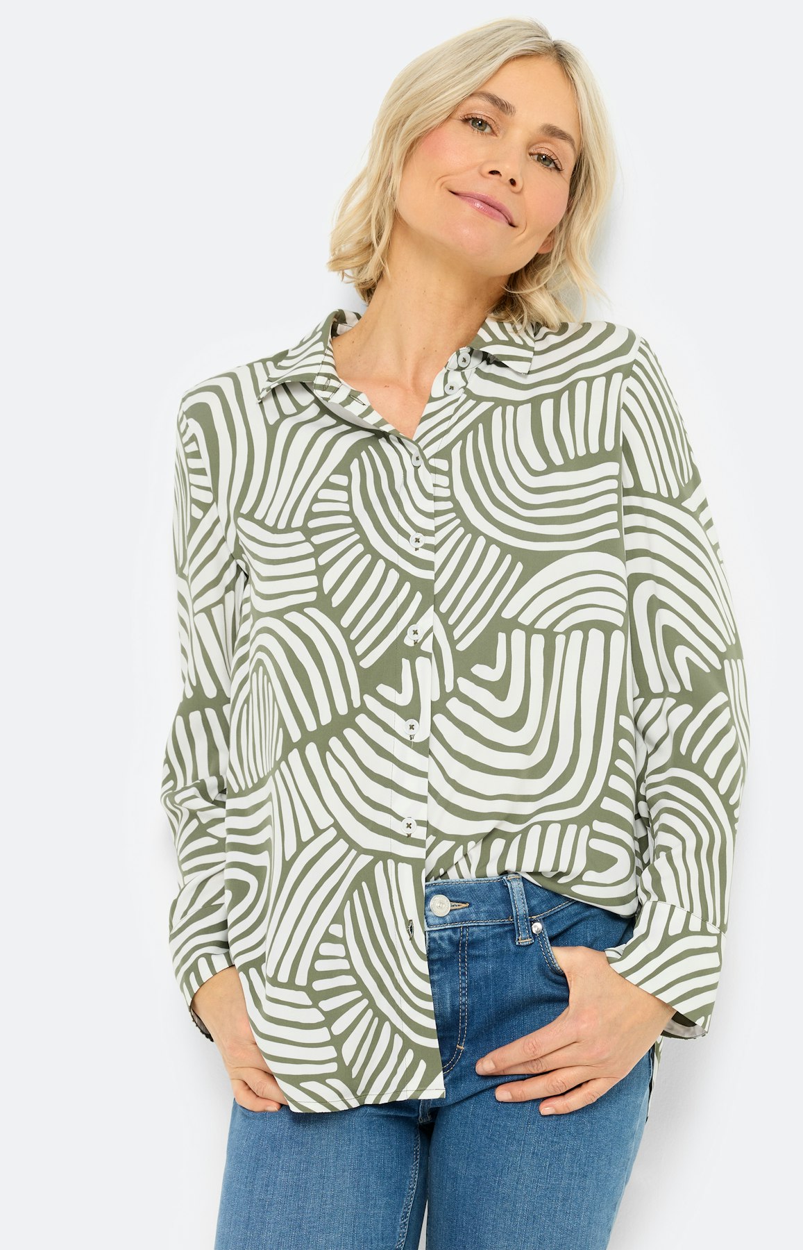 Blouse met print all-over, kaki