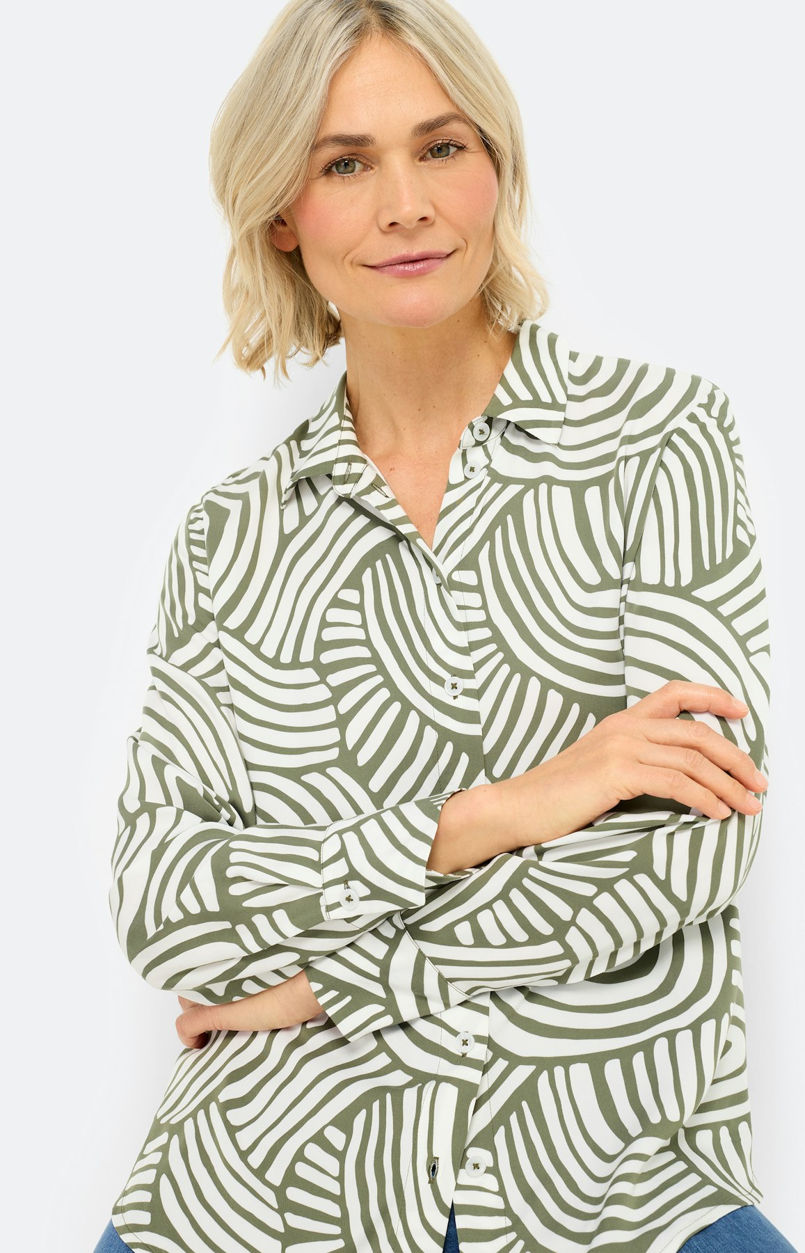 Blouse met print all-over, kaki