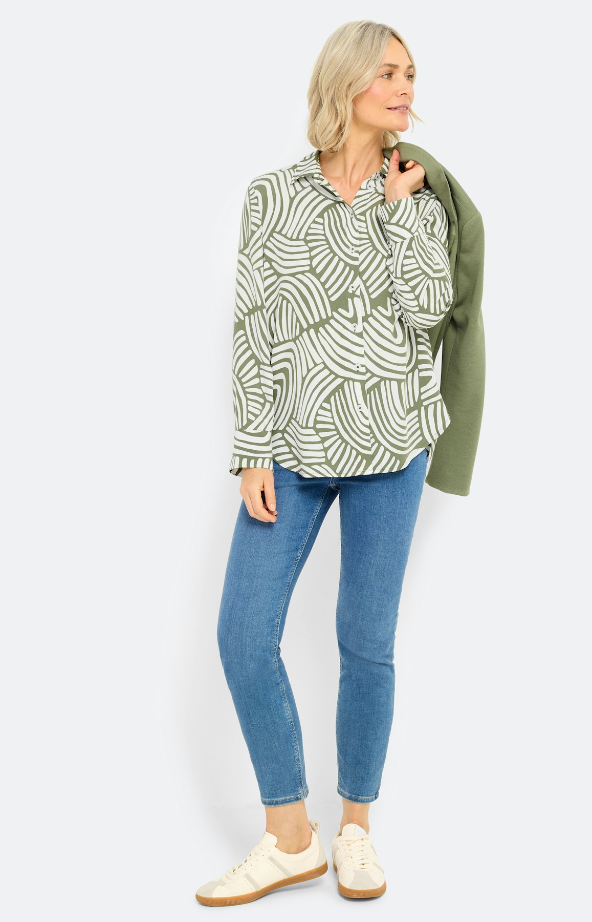 Blouse met print all-over, kaki