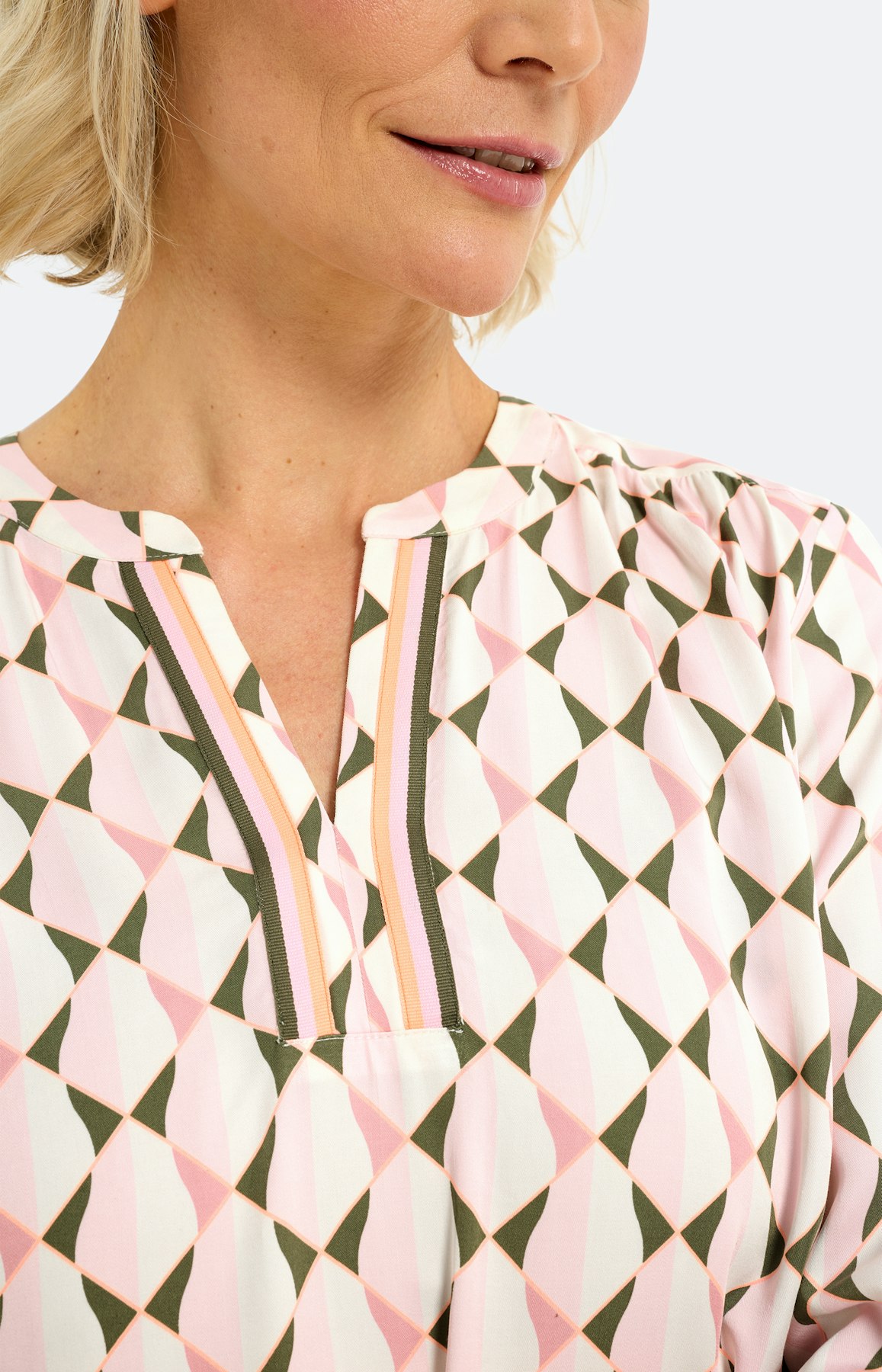 Blouse met grafische print, lichtroze