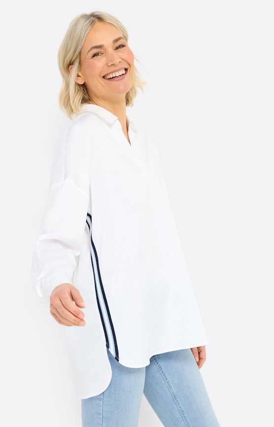 Blouse met tape-detail, wit