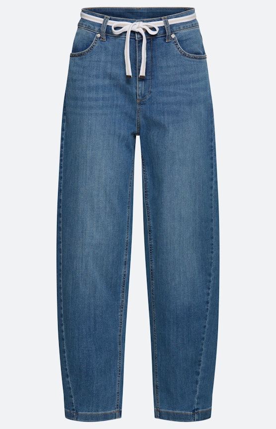 Jeans in barrel cut 28 inch, blauw
