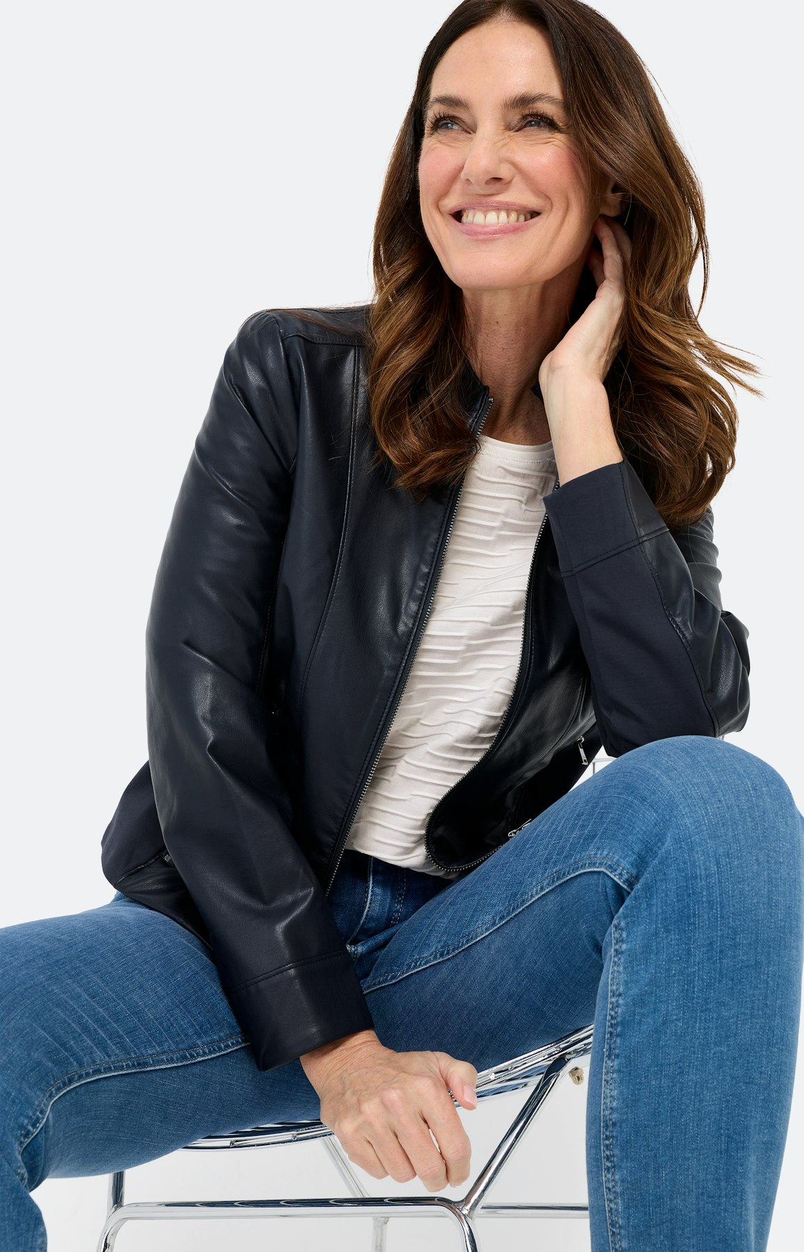 Jas van imitatieleer, marine