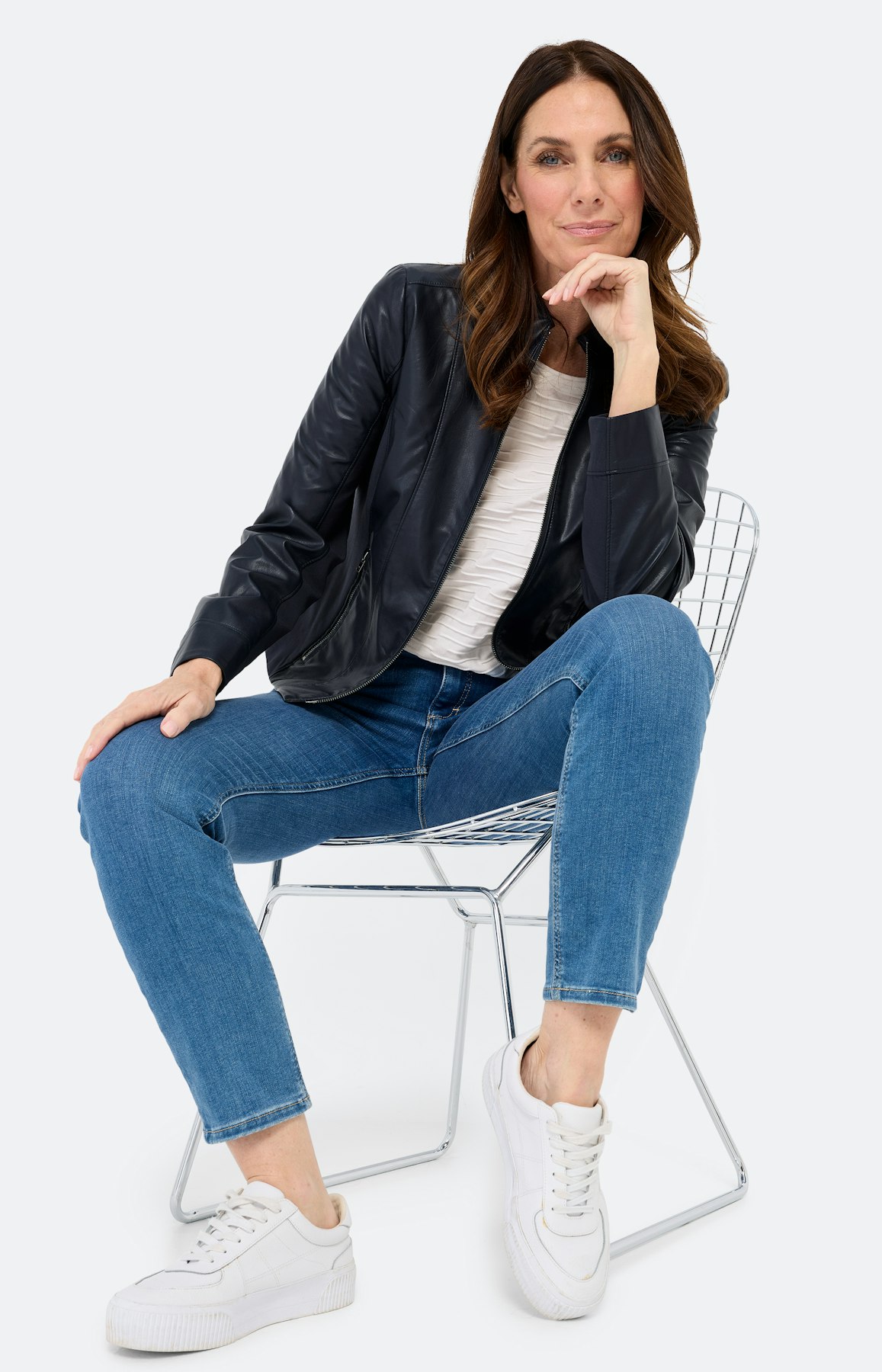 Jas van imitatieleer, marine