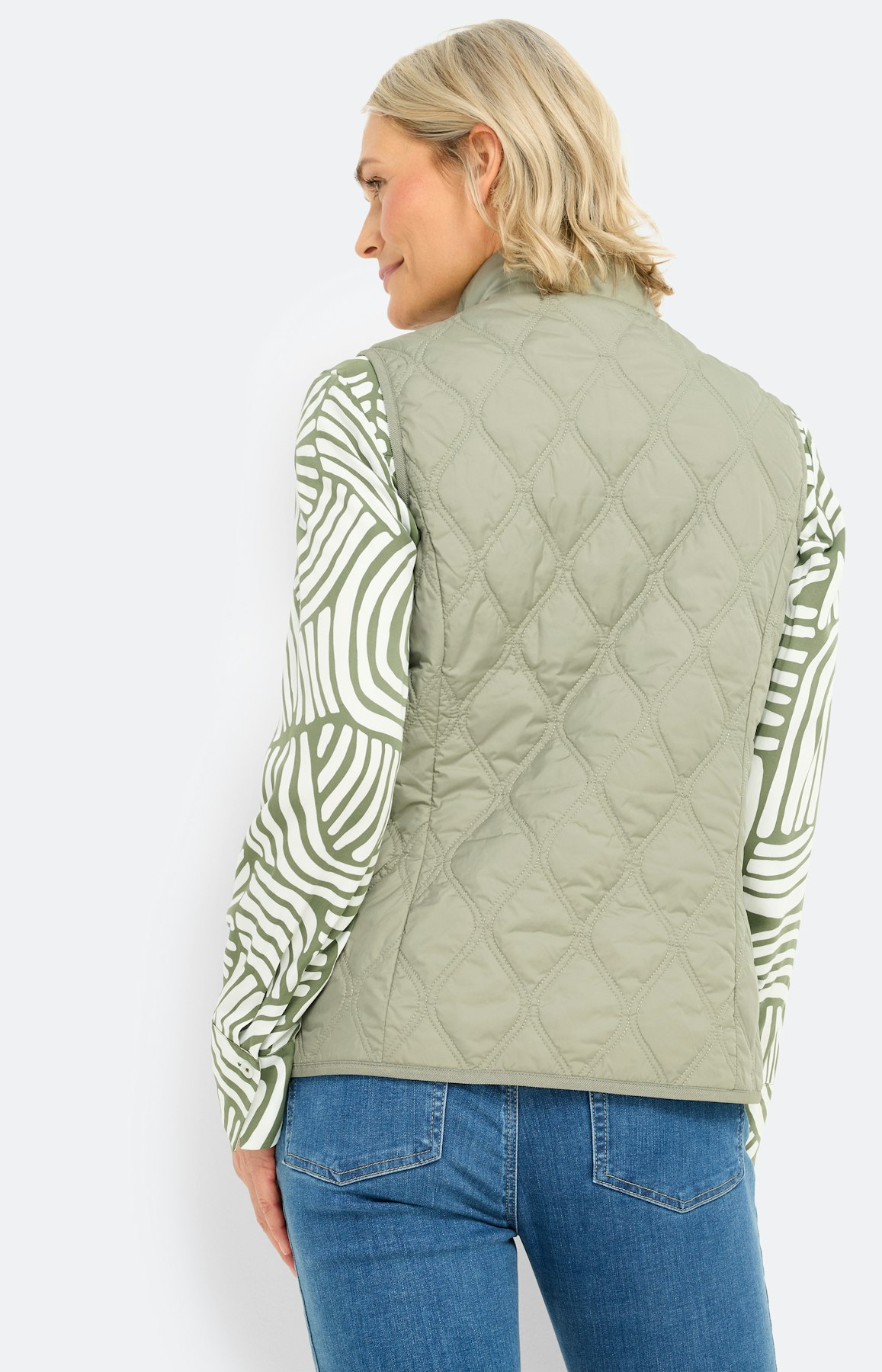 Bodywarmer met een opstaande kraag, kaki