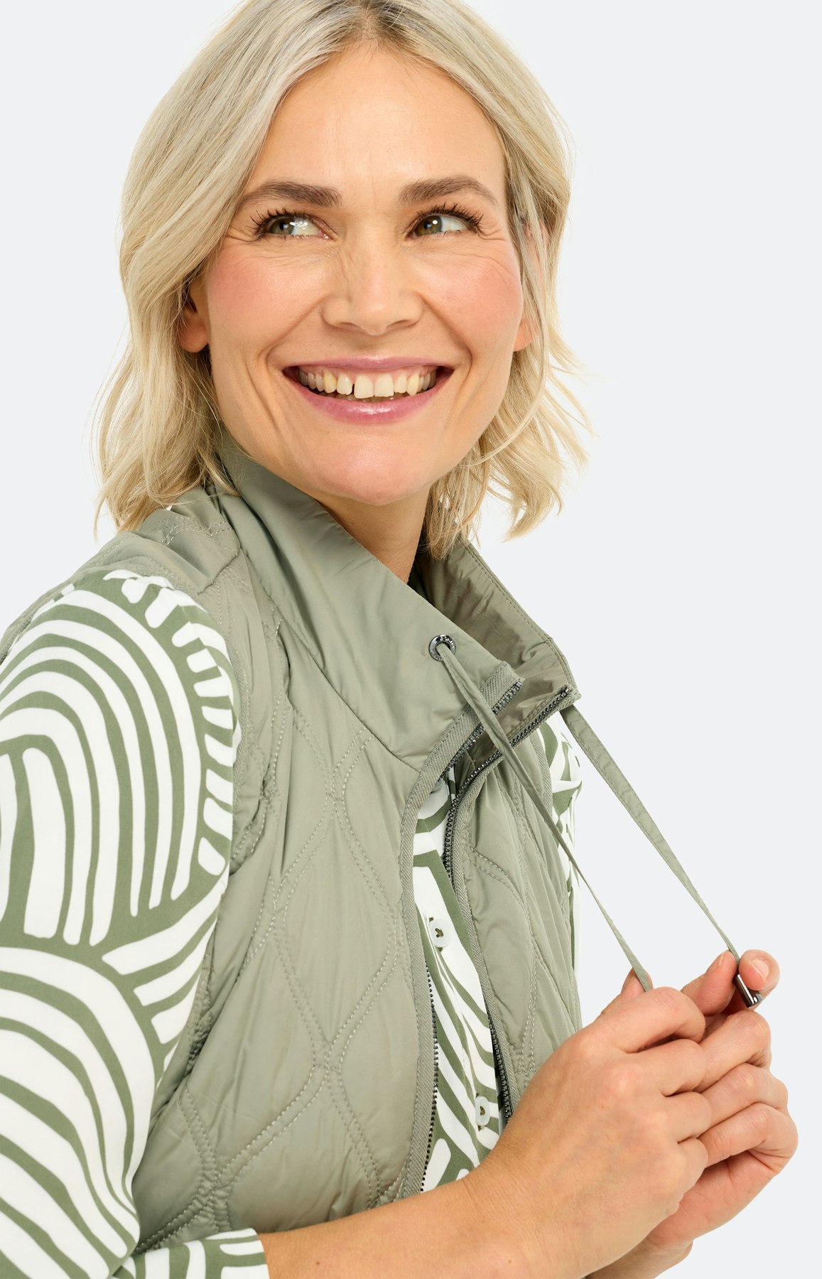 Bodywarmer met een opstaande kraag, kaki