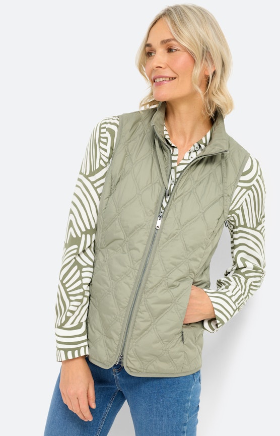 Bodywarmer met een opstaande kraag, kaki