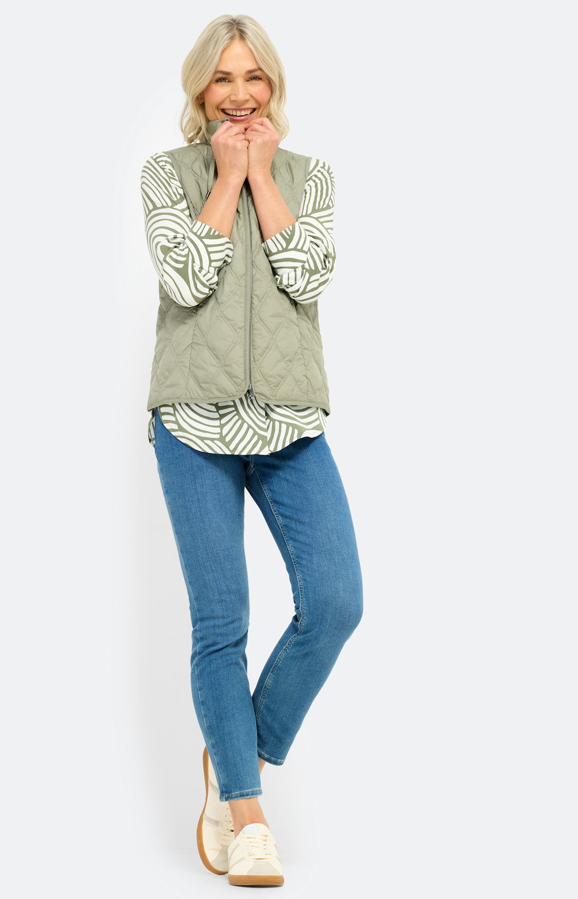 Bodywarmer met een opstaande kraag, kaki