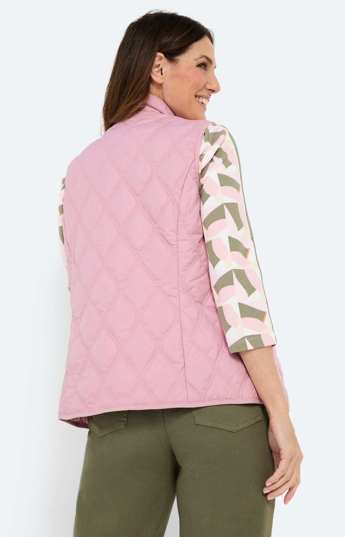 Bodywarmer met een opstaande kraag, roze