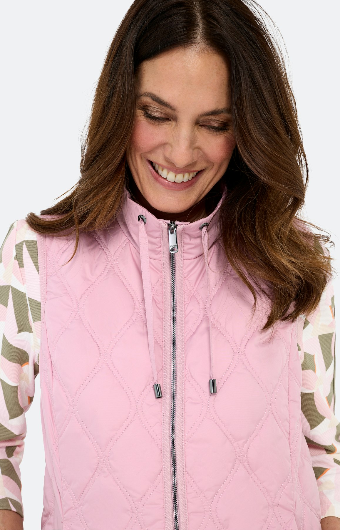 Bodywarmer met een opstaande kraag, roze