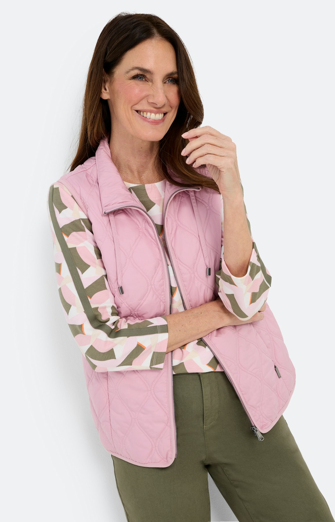 Bodywarmer met een opstaande kraag, roze