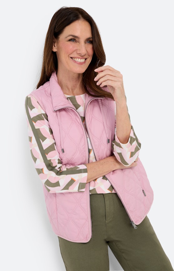 Bodywarmer met een opstaande kraag, roze