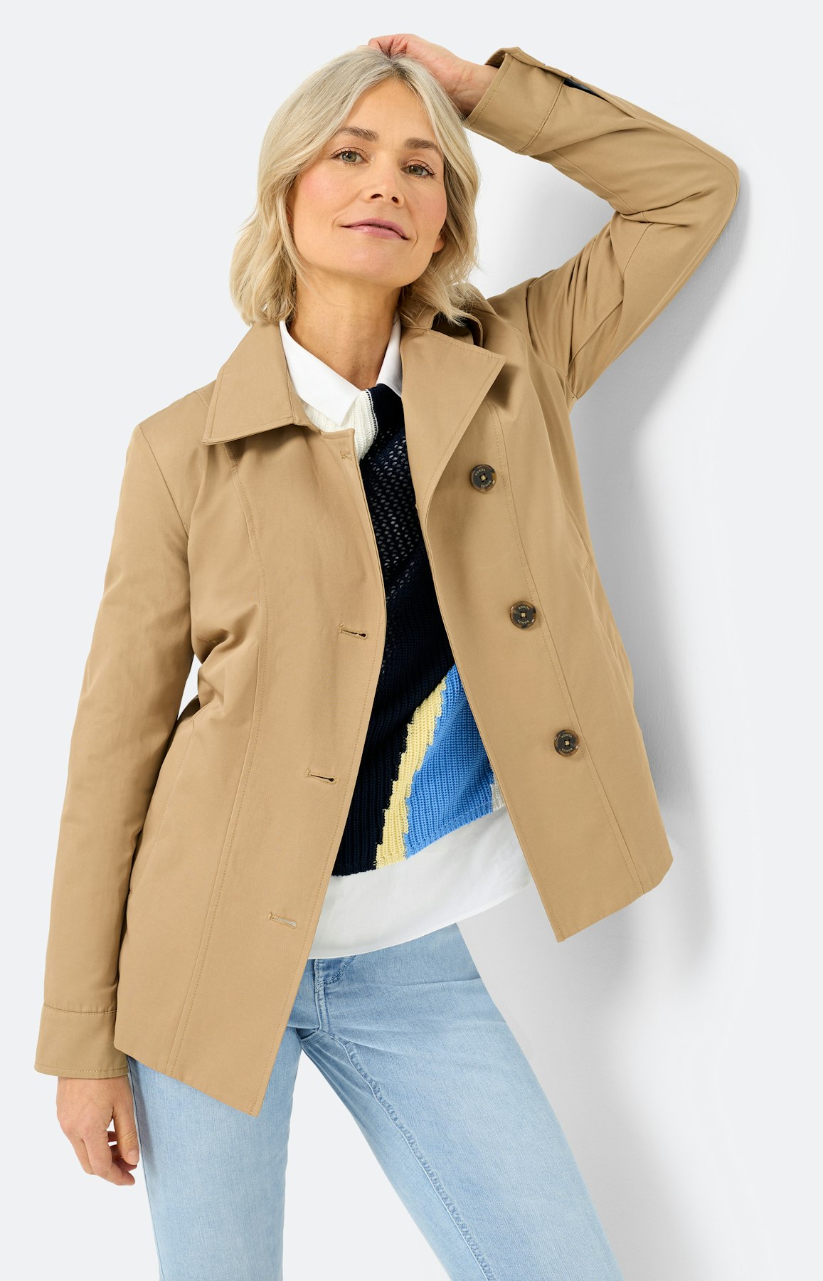Trenchcoat met reverskraag, camel