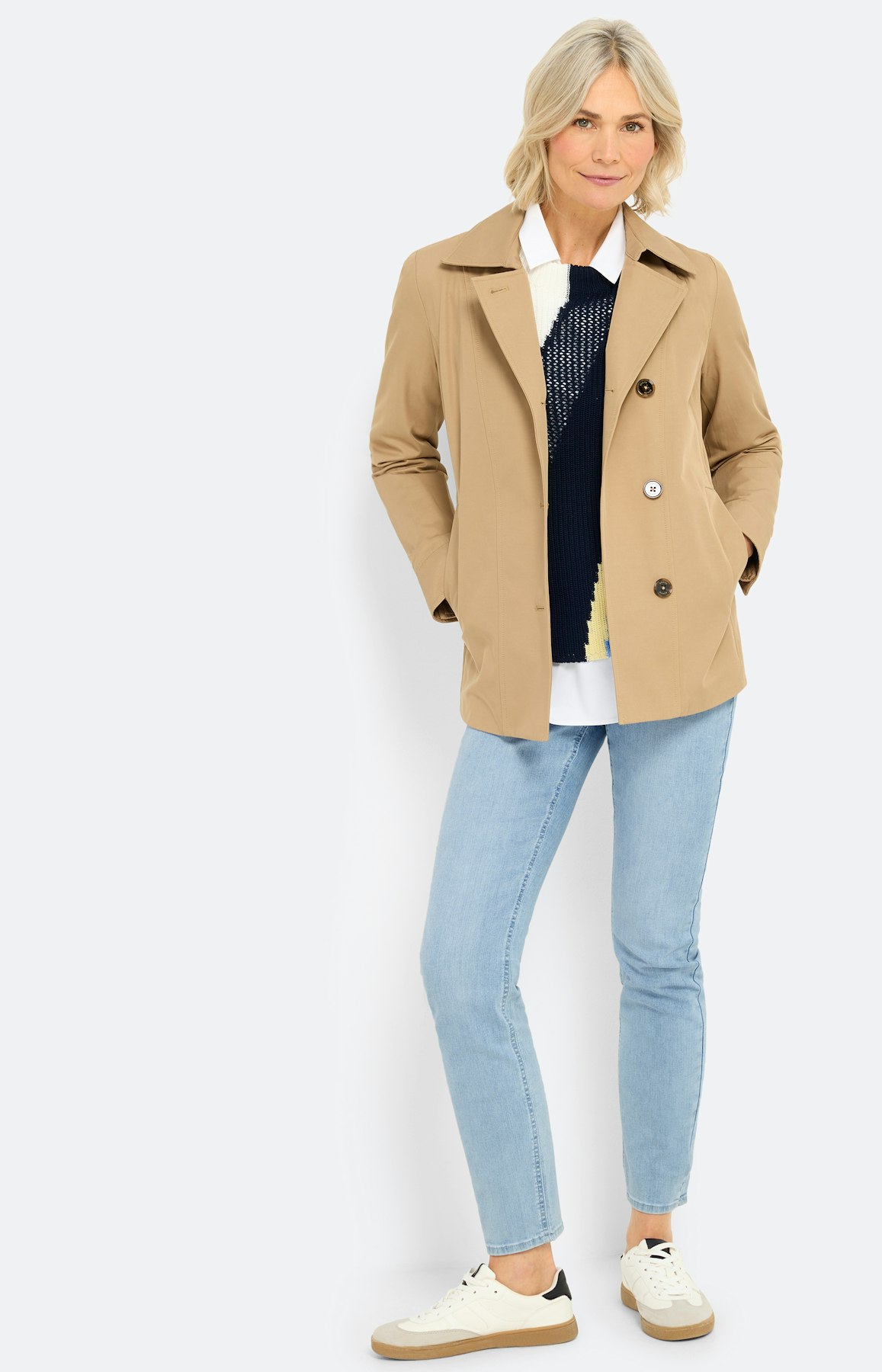 Trenchcoat met reverskraag, camel