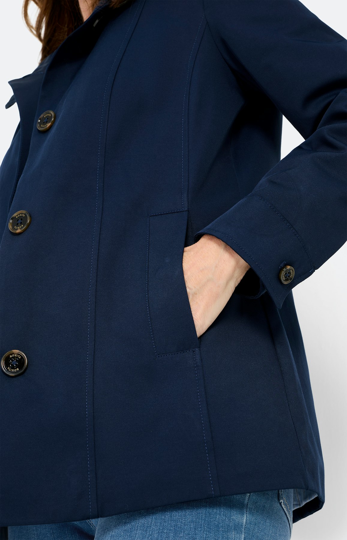 Trenchcoat met opstaande kraag, marine