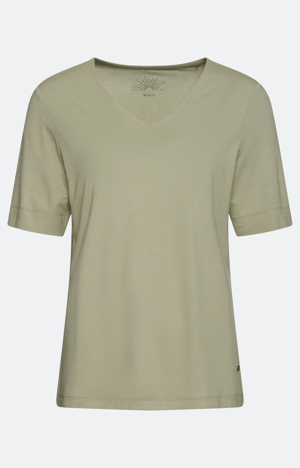 T-shirt met V-hals, grasgroen