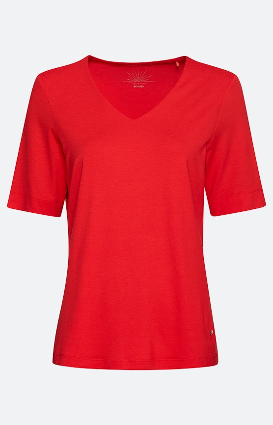 T-shirt met V-hals, rood