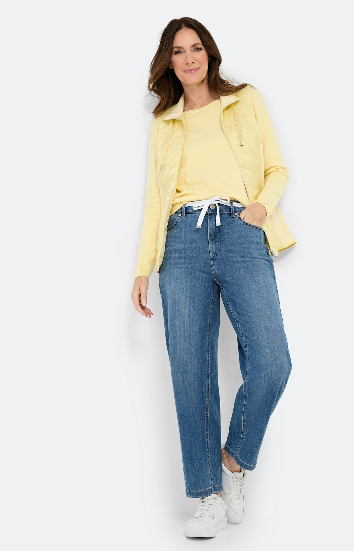 Bodywarmer met gestikte delen, lichtgeel