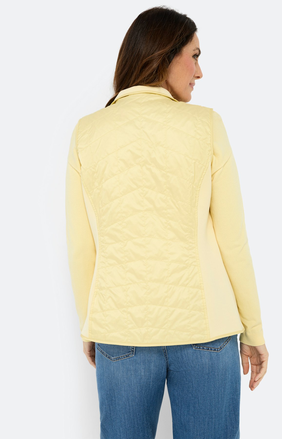 Bodywarmer met gestikte delen, lichtgeel